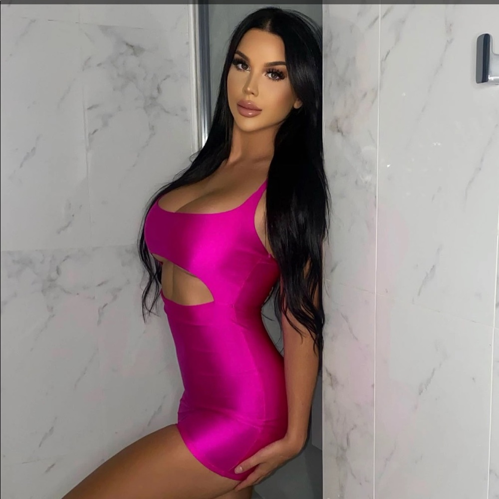 Cut to the chase mini dress hot pink